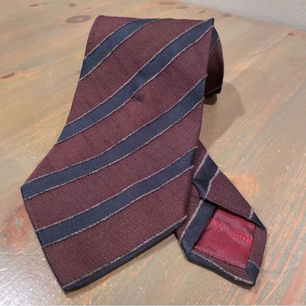 Giorgio Armani Brown and Blue Tie Elegant Accessory
